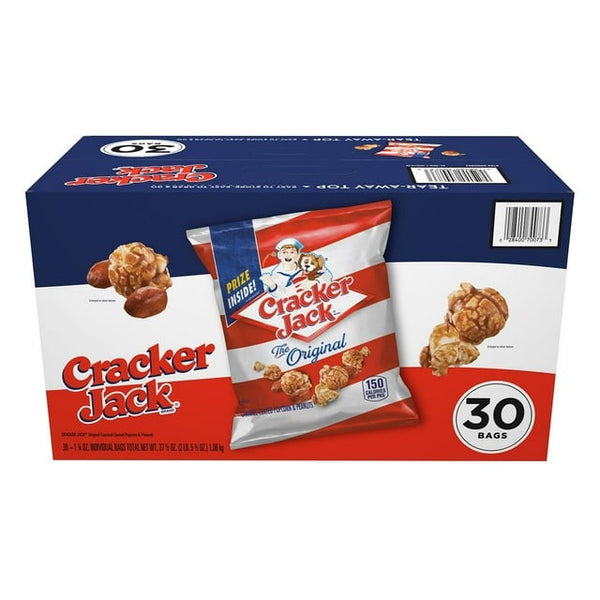 Cracker Jack Original Caramel Coated Popcorn and Peanuts 1.25 oz., 30 pk. Cracker Jack Original Caramel Coated Popcorn and Peanuts 1.25 oz., 30 pk.