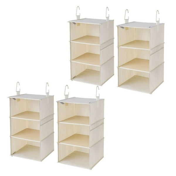 We Think Storage Set of 4 Attachable Three-Shelf Hanging Closet Organizers, Assorted Colors