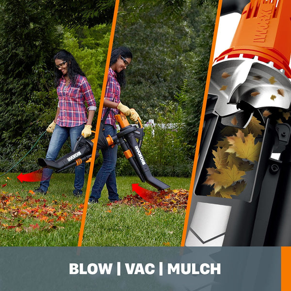 Worx TRIVAC 12 Amp 3-in-1 Blower/Mulcher/Vacuum With LEAFPRO Collection System