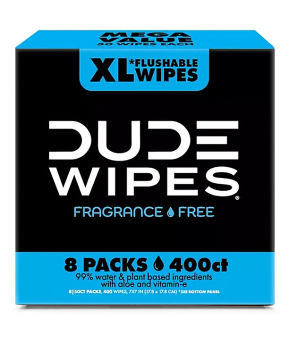 DUDE WIPES XL Flushable Wipes, Fragrance Free, 8 ct., 400 wipes DUDE WIPES XL Flushable Wipes, Fragrance Free, 8 ct., 400 wipes