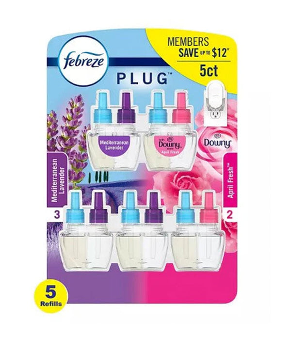 Febreze PLUG Air Freshener Refills, Mediterranean Lavender + Downy April Fresh 5 ct. Febreze PLUG Air Freshener Refills, Mediterranean Lavender + Downy April Fresh 5 ct.