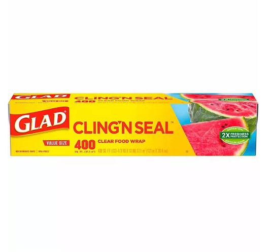 Glad Cling ‘N Seal Clear Plastic Food Wrap 400 sq. ft./roll, 2 rolls