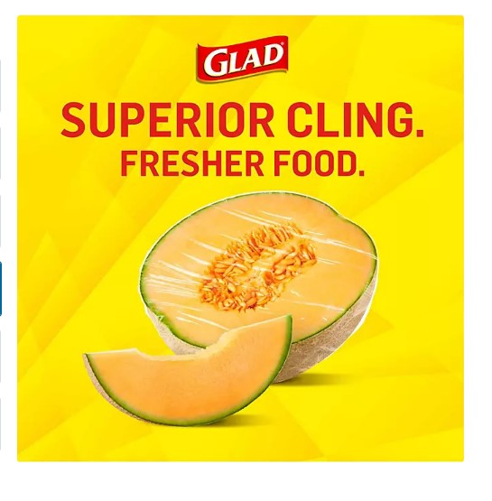 Glad Cling ‘N Seal Clear Plastic Food Wrap 400 sq. ft./roll, 2 rolls