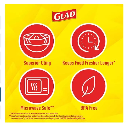 Glad Cling ‘N Seal Clear Plastic Food Wrap 400 sq. ft./roll, 2 rolls