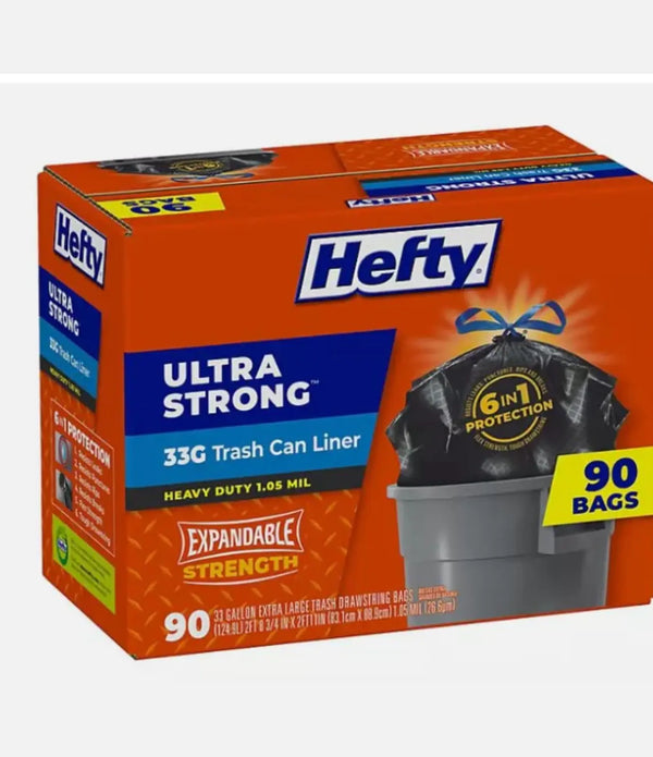 Hefty Ultra Strong Drawstring Trash Bags, Unscented (33 gal., 90 ct.) Hefty Ultra Strong Drawstring Trash Bags, Unscented (33 gal., 90 ct.)