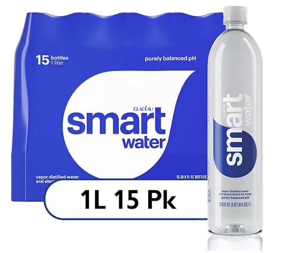 Glaceau SmartWater Bottled Water 1 L., 15 pk.