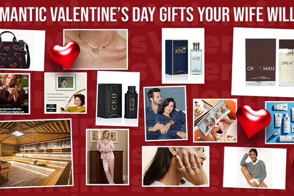 Romantic Valentine’s Day gifts for wife including flowers, jewellery, chocolates, and heartfelt surprises