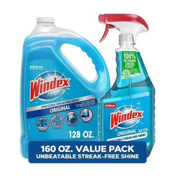Windex Original Glass Cleaner, 1 spray bottle + 128 fl. oz. Refill