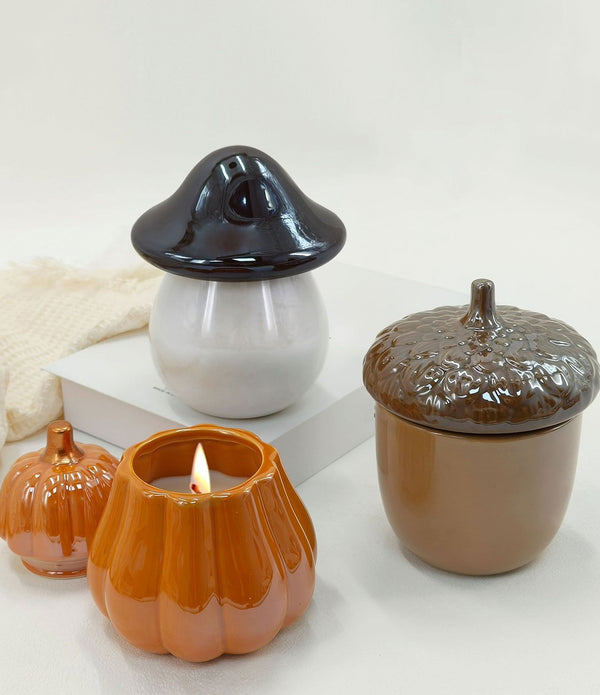 Decorative Ceramic 10 oz. Harvest Candles, 3 pk.