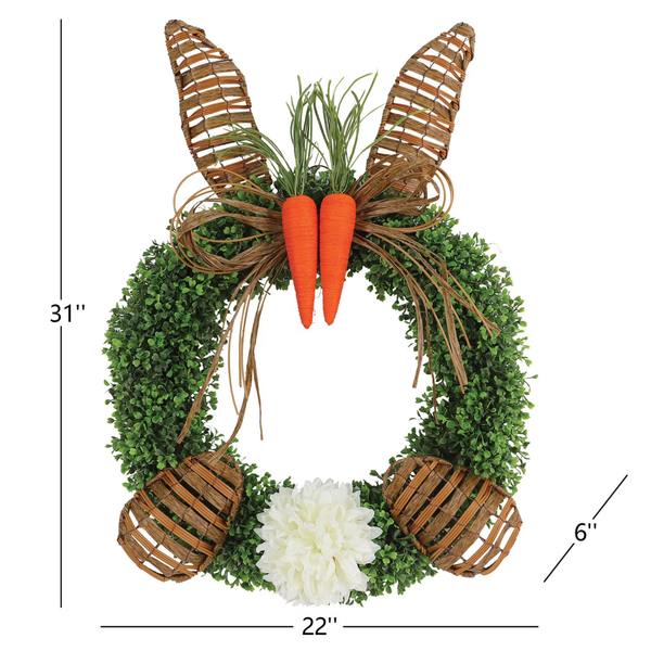 Door Decorations for Easter – 22" Woven Bunny Wreath for Spring & Seasonal Décor