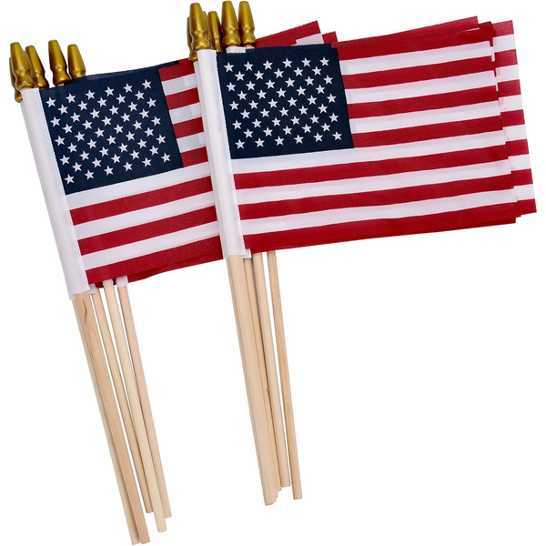 Mini American Flags on Stick 4x6 Inch Handheld US Flags for Patriotic Events