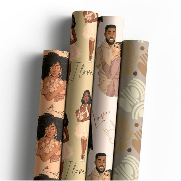 Mah Melanin Beautiful Collection Premium Wrapping Paper, 4 pk.