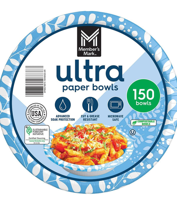 Member's Mark Ultra Soup/Salad Paper Bowls 20 oz., 150 ct.