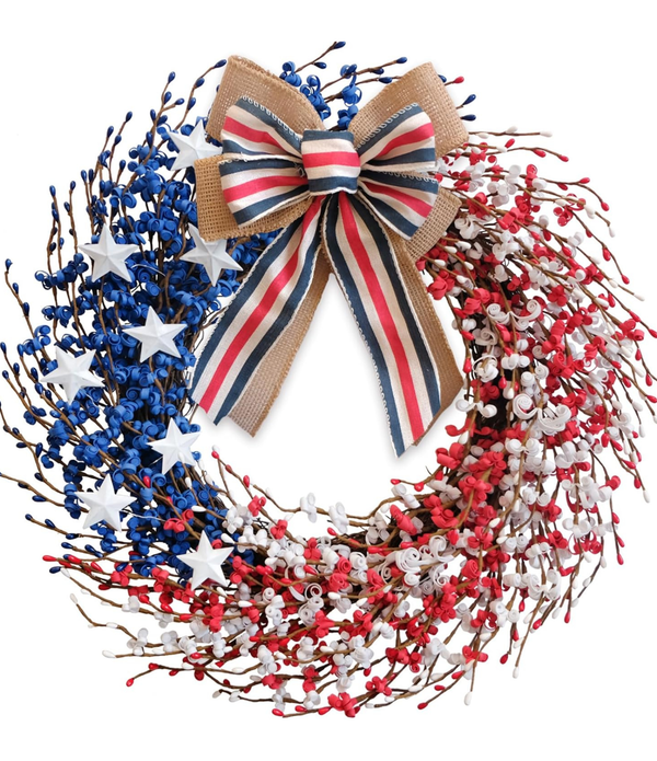 4th of July Wreaths for Front Door Patriotic Decor