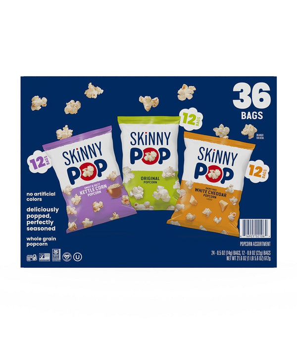 SkinnyPop Variety Snack Pack Popcorn, 0.5 oz., 36 pk.