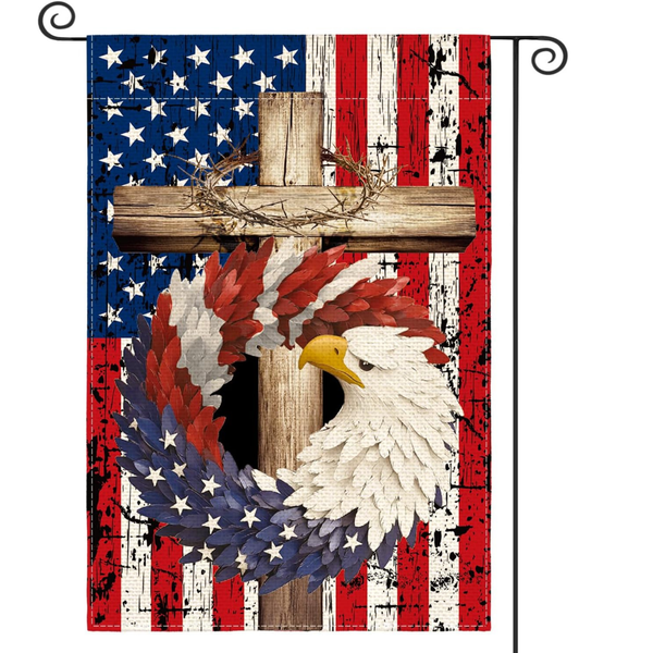 USA Flag with Eagle Patriotic Double Sided Garden Flag