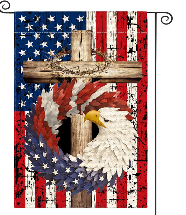 USA Flag with Eagle Patriotic Double Sided Garden Flag