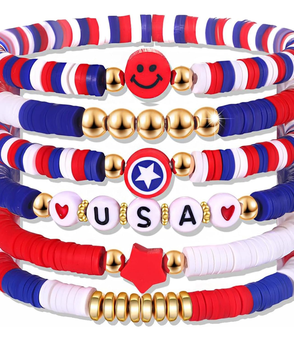 Fourth of July Accessories Patriotic Bracelet Set for Women
