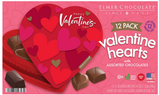 Elmer Chocolate Valentine's Hearts with Assorted Chocolates, 12 pk.