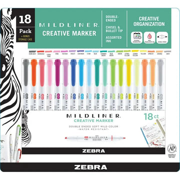 Zebra Mildliner Double Ended Highlighter Assorted 18 pk.