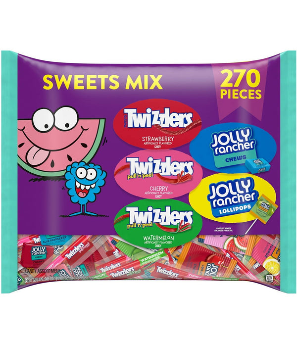 JOLLY RANCHER & TWIZZLERS Fruit Flavored Candy, Variety Pack, Fun Size, 270 pcs.