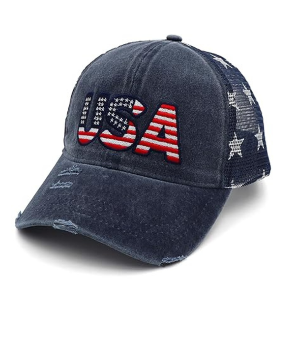 American Flag Hats Patriotic Trucker Cap for 4th of July