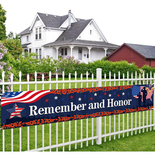 Independence Day Banner Remember and Honor Patriotic Backdrop Decoration
