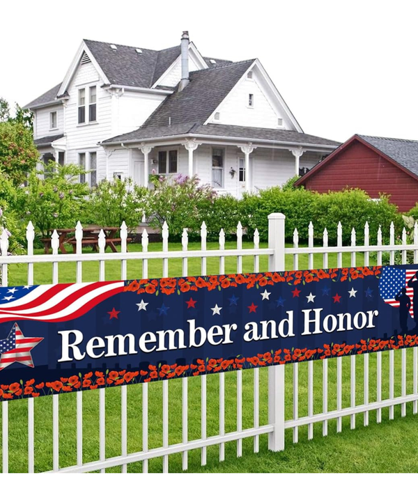 Independence Day Banner Remember and Honor Patriotic Backdrop Decoration