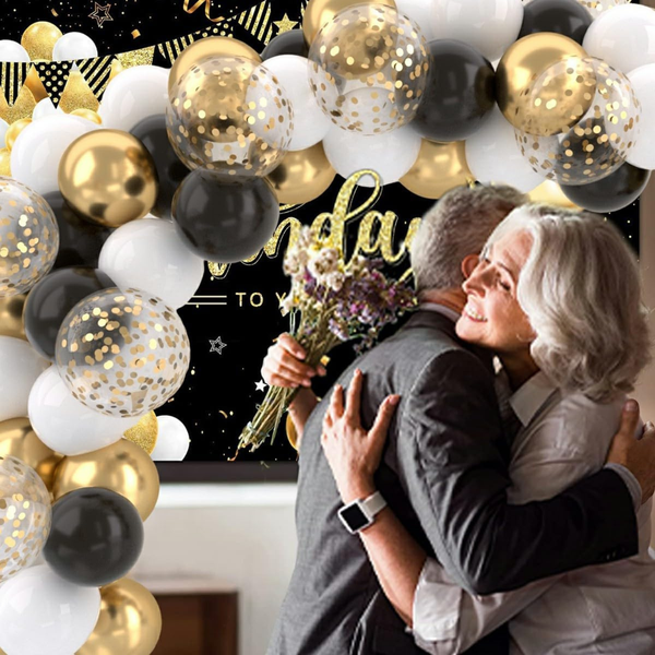 Black and Gold Balloons Set with Gold Confetti Balloons for Party Decor