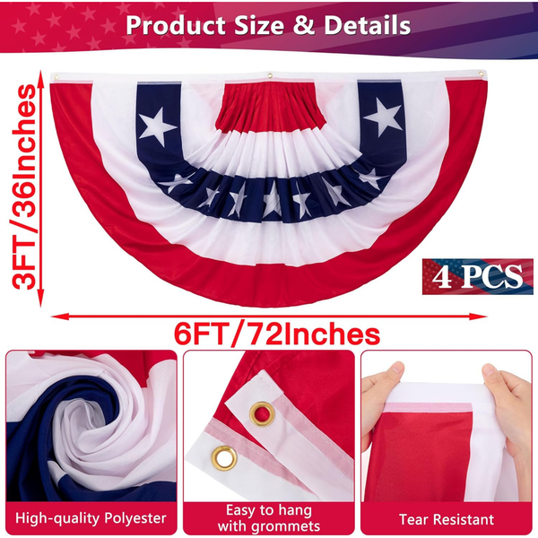 Red White Blue Flag Patriotic Bunting Set for 4th of July Decor