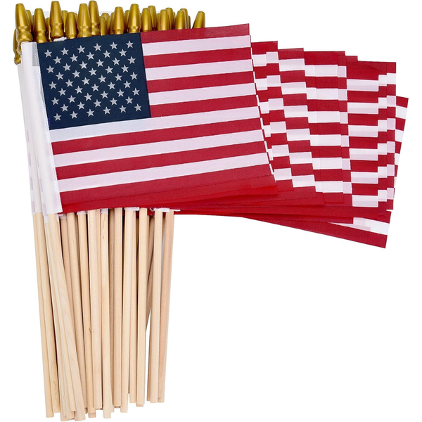 Mini American Flags on Stick 4x6 Inch Handheld US Flags for Patriotic Events