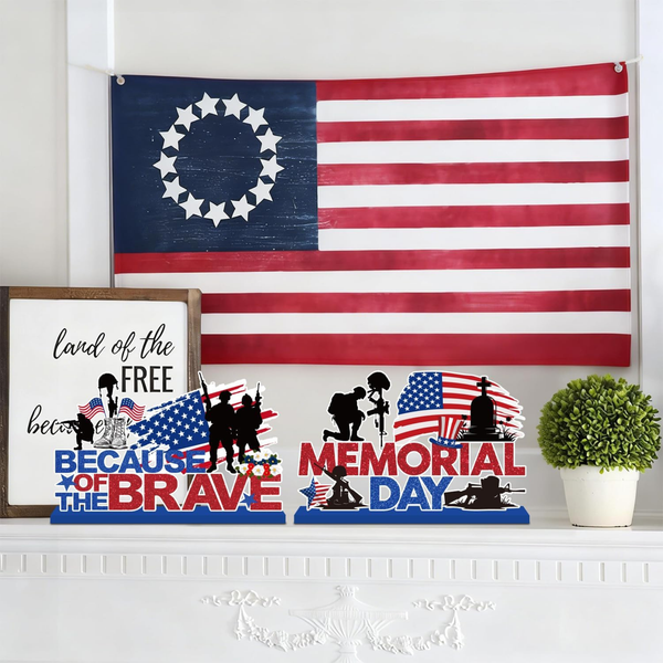 Memorial Day Decorations Wooden Table Centerpiece Set for Patriotic Display