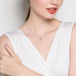 Gifts for Mom – Sterling Silver Heart Rose Necklace for Mother's Day Jewelry