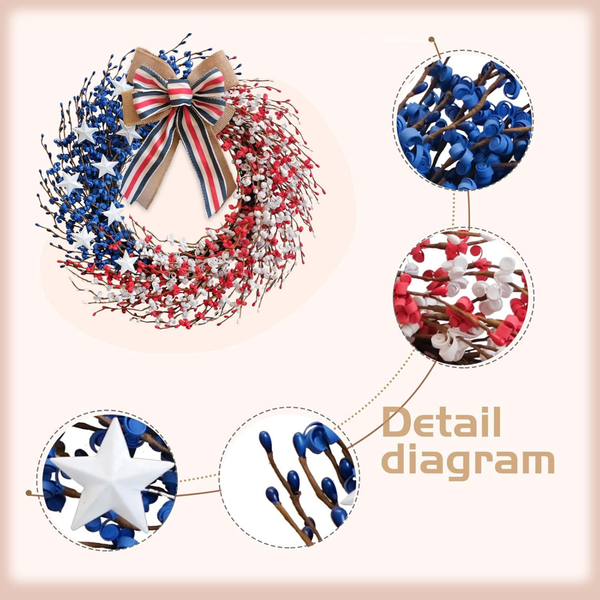 4th of July Wreaths for Front Door Patriotic Decor