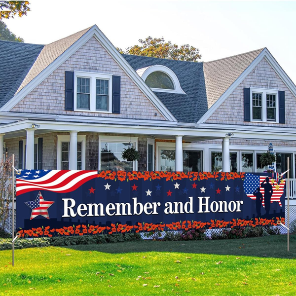 Independence Day Banner Remember and Honor Patriotic Backdrop Decoration