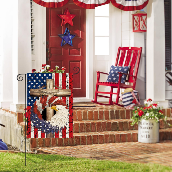 USA Flag with Eagle Patriotic Double Sided Garden Flag