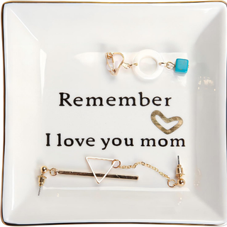 Engravable Gifts for Mom – Ceramic Ring Dish Jewelry Tray for Mother's Day
