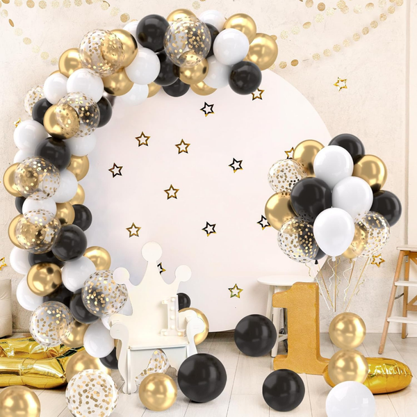 Black and Gold Balloons Set with Gold Confetti Balloons for Party Decor