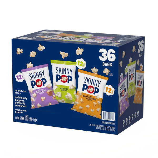 SkinnyPop Variety Snack Pack Popcorn, 0.5 oz., 36 pk.