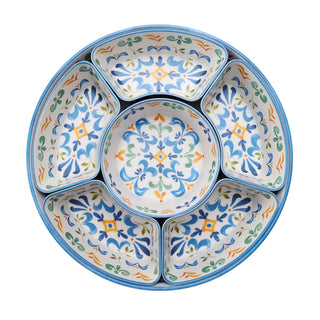 Member's Mark Bamboo Melamine 6-Section Serving Platter with Lazy Susan Base and Storage Lid