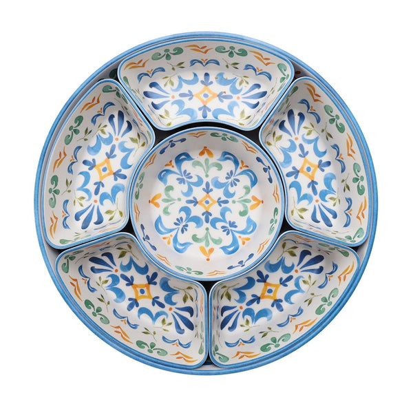 Member's Mark Bamboo Melamine 6-Section Serving Platter with Lazy Susan Base and Storage Lid