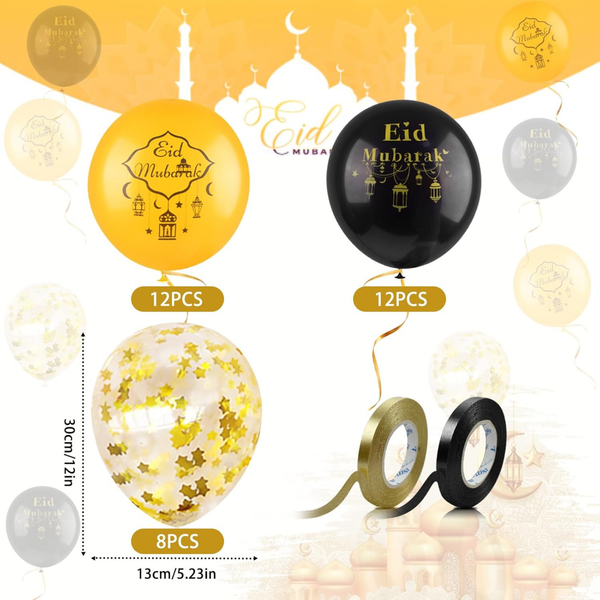 Eid al Fitr Celebration – 32 PCS Eid Mubarak Balloons for Home & Party Decor
