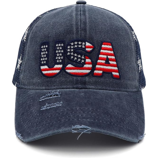 American Flag Hats Patriotic Trucker Cap for 4th of July
