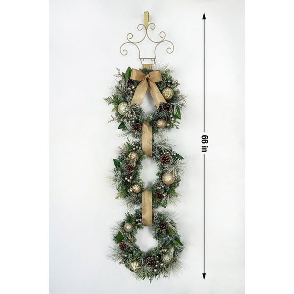 Member's Mark Pre-Lit Flocked Three Wreath Door Hanger