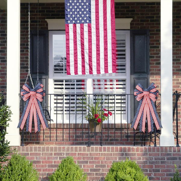 4th of July Wreath Patriotic Bow Door Decorations for Home and Outdoor Use
