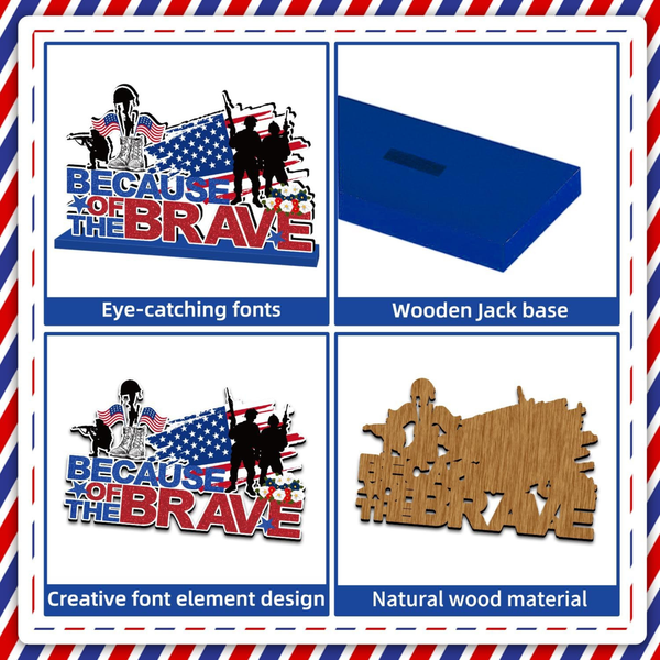 Memorial Day Decorations Wooden Table Centerpiece Set for Patriotic Display