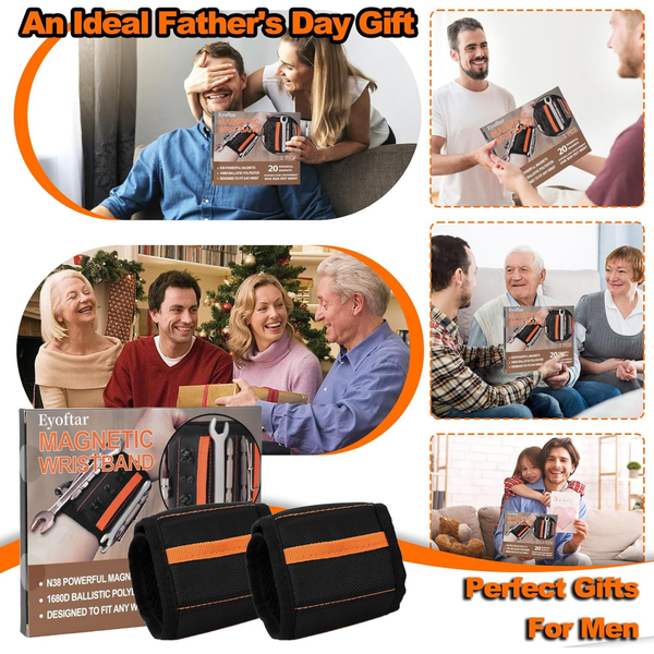 Construction Tools Magnetic Wristband 2-Pack Father’s Day Gift