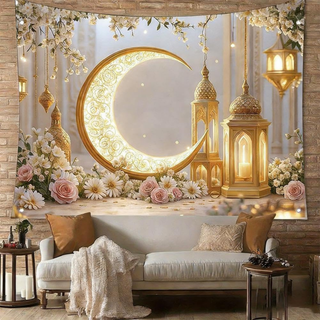 Ramadan Lights Decorations – Large 40x60 Inch Eid Mubarak Backdrop for Home & Party Decor