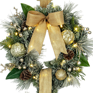 Member's Mark Pre-Lit Flocked Three Wreath Door Hanger