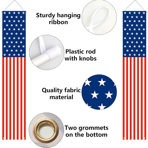 4th of July Decorations Outdoor Patriotic Porch Banner Set